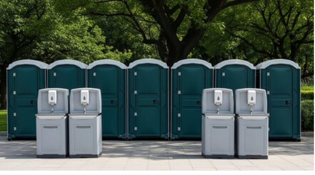 Hand washing station units at an outdoor jobsite